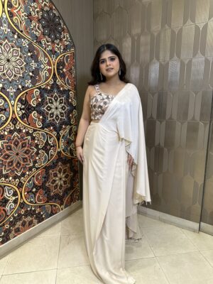 Voile de Blush Drape Saree with Bustier blouse