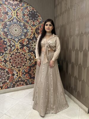 Champagne Luxe Lehenga with Satin Shirt
